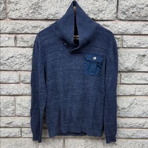Mexx Dark Blue Turtleneck Sweater with Button Detail